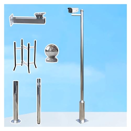 Poteau pour caméra de sécurité en acier inoxydable avec mât de 250 cm