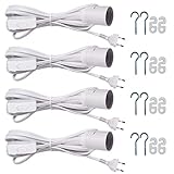 SAIDEKE Lampenfassung E27 mit Kabel - E27 Fassung mit Schalter - 2,5m Netzkabel mit Schraubring Schalter, Weiß, Lampenaufhängung Lampenkabel, 4 Stück