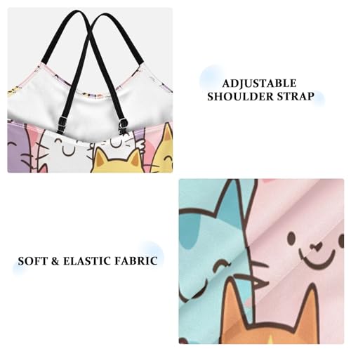 Seamless Pattern of Cats Girls One-Piece Swimsuit Beach Bathing Suit3