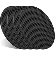 Topfuntersetzer für heiße Töpfe und Pfannen, hitzebeständig, Silikon, extra dick, groß, rutschfest, Schwarz, 4 Stück