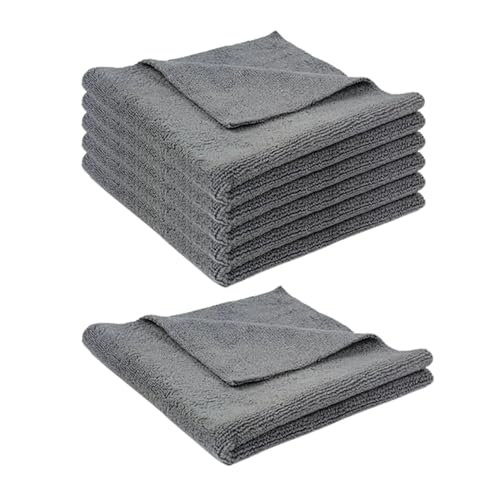 Tek Automotive Edgeless 350GSM Heavy Duty Grey Car Microfibre Cloths 40x40cm – Pack of 6 Lint-Free Professional Detailing & Polishing
