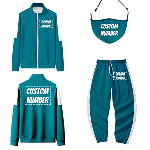 lttcbro Cosplay Game Suit Custom Number/Text/Photo Green Tracksuit Jacket Pants Face Mask 3 Pieces Setï¼ˆgreen-Sï¼‰