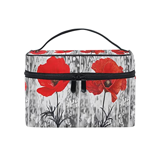 Trousse de maquillage coquelicots COZYhome grand format zippé avec poignée