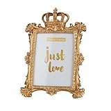 Kaolituis Gold Crown Photo Frame, 7inch Resin Picture Frame with Kickstand - Vintage Picture Frame for Portrait or Family Photos