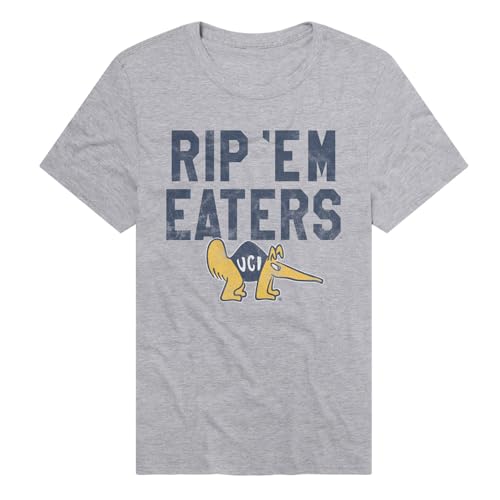 University of California Irvine Anteaters Distressed Spirit Phrase Official NCAA Classic Ring-Spun T-Shirt Unisex for Men & Women, Athletic Heather, 2X-Large