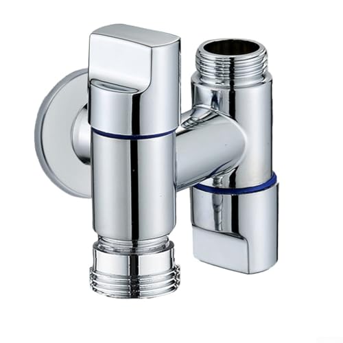 Válvula de ángulo de control doble, entrada y dos salidas, válvula de tope de ángulo de latón con salidas dobles para múltiples dispositivos, apagado automático de agua, compatible con conexiones