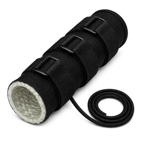 THXLCON Suppressor Cover - 1000°F Heat Resistant, Burn Proof Fiberglass & Silicon Lining, Flame-Retardant Micro Fiber Sleeve for Silencer Protection (Black, 7.5 inch)