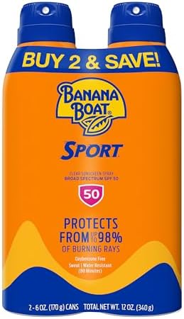 Banana Boat Sport SPF 50 Sunscreen Spray, 6 oz (2 Pack)