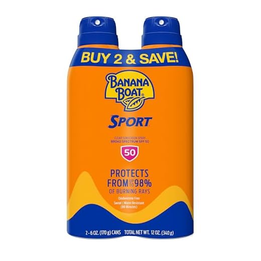 Banana Boat Sport Ultra SPF 50 Sunscreen Spray Twin Pack | Banana Boat Sunscreen Spray SPF 50, Spray On Sunscreen, Water Resistant Sunscreen, Oxybenzone Free Sunscreen Pack, 6oz each