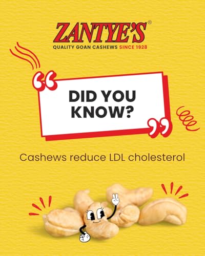 Image of Zantye's W240 Plain Goa Cashew Nuts 500g, Handpicked Whole Kaju, Unbroken, GI Tagged Goan Dry Fruit, Nitrogen Sealed Premium Cashews, Rich in Protein, Vegan, for Snacking and Gifting - Since 1928