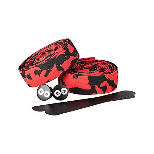 URBAN ZWEIRAD - Lenkerband Rennrad Camo Rot/Schwarz - inkl. Endstopfen und Klebestreifen - Griffband Rennrad Schwarz extra griffig - 200 cm x 3 cm - 3 mm Stärke