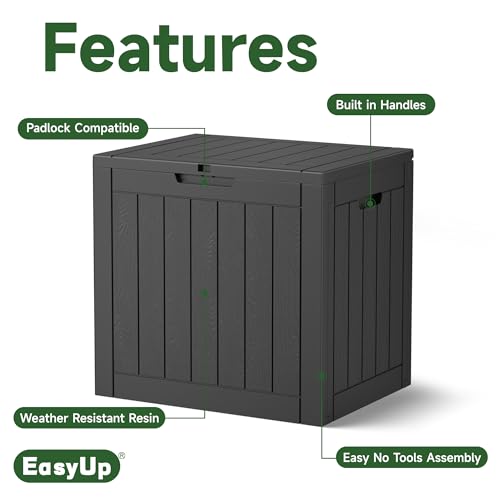 EasyUp 30 Gallon Resin Deck Box Waterproof, UV Resistant Outdoor Storage Box for Delivery, Patio, Garden,and Porch,Striped Black - Thumbnail 3