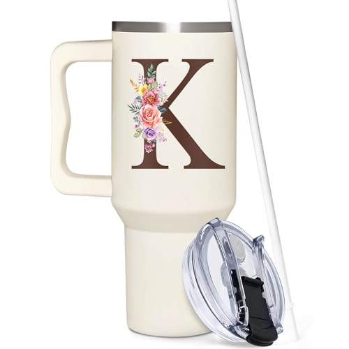 Personalized Gifts For Women - Personalized Gifts For Birthday - Monogrammed, Customized For Woman, Mom, Wife, Best Friend, Sister, Coworkers - Custom Tumbler With Handle 40oz