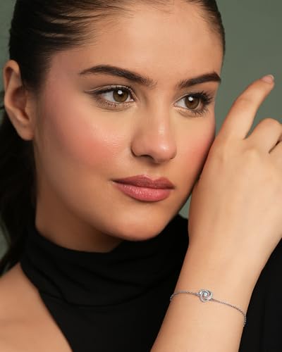 Image of Clara 925 Sterling Silver Bianca Solitaire Pendant Earrings Chain Bracelet Ring Jewellery Set for Women & Girls| Platinum Plated | Gift for her