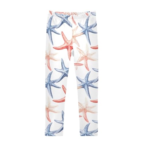ALAZA Girls' Leggings Children's Yoga Pants Skinny Printed Dance Red Blue Starfish Comfortable 4T