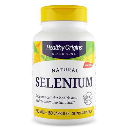 Healthy Origins Selenium 200 mcg 180 Capsules - SelenoExcell High Bioavailability Organically Bound Fermented Selenium - Supports Immune System Function Thyroid Health & Healthy Cellular Support