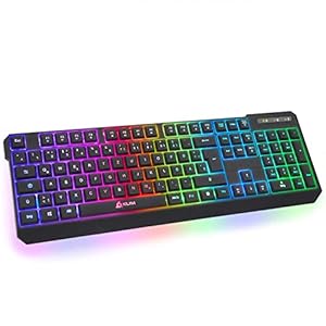 KLIM Chroma Wireless Gaming Tastatur Kabellos QWERTZ DEUTSCH – NEU 2023 – Langlebig, Ergonomisch, Wasserdicht, Leise – RGB Kabellose Tastatur Gaming für PC PS4 PS5 Mac – Schwarz