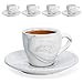 Hausmann & Söhne Espresso Tassen dickwandig | Set 8-TLG | 4er Set Pastell graue Marmor Tassen mit Untertassen | Porzellan | Tasse 80ml | Espresso Tassen Set mit Untersetzer | Geschenkidee