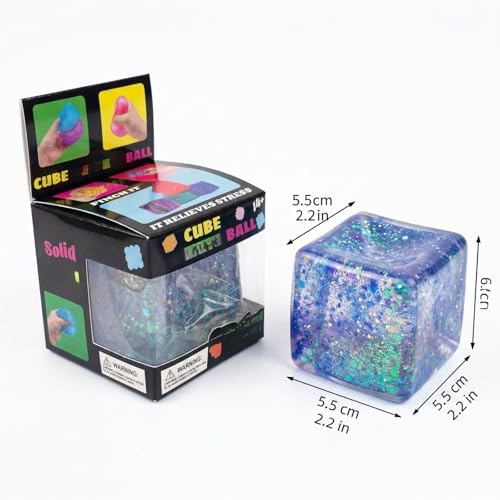 Nee doh Nice Cube Squishy Stress Cube for Adults,Squishy Slow Rising Fidget Cube Sensory for Anxiety Stress Relief High Density Ice Squeeze Ball Cubes image 9