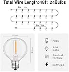 HISTAR 48Ft Outdoor String Lights Waterproof 24+2 Edison Bulbs for Patio, Garden, Porch, Backyard, Balcony, Bistro, Cafe Lights Decor
