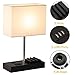 Briever USB Table Lamp, Multi-Functional Desk Lamp with 3 USB Charging Ports and Phone Charge Dock, Black Wood Charging Station and Organizer, Perfect Light for Bedroom,Guest Room,Living Room,Office