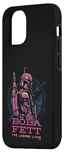 Coque iPhone 12 Pro Star Wars Boba Fett Galactic Neon Poster rigide