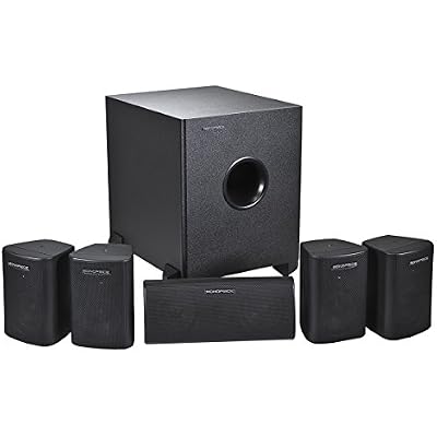 Monoprice 5.1 Channel Home Theater Satellite Speakers And Subwoofer - Black
