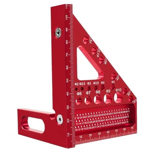 Winkelmesser, Zimmermannswinkel, Anschlagwinkel, 22,5°–90°, Hohe Präzision, Aluminiumlegierung, Geeignet Für Schreiner, Ingenieure Und Handwerksbegeisterte (Rot)