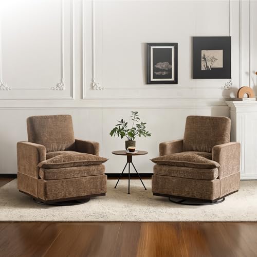 VINGLI Swivel Mid-Century Armchair Set with Cushions