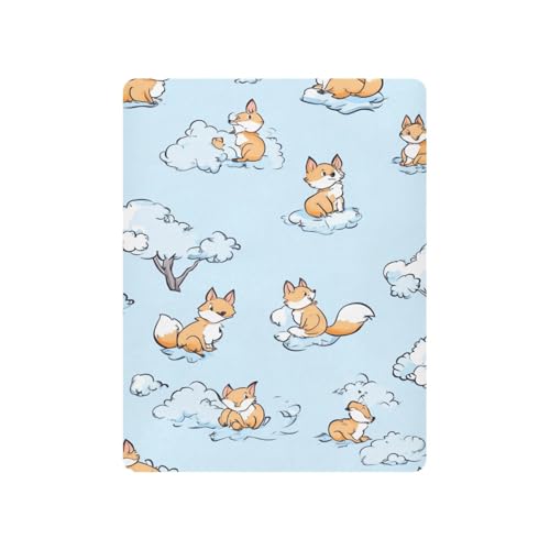 Image of Crib Sheet Breathable Soft Crib Mattress Sheet for Baby Toddler Boys Girls Fitted Crib Sheet Fit Standard Crib Mattress 39 x 27 Inch Blue Fox and White Clouds