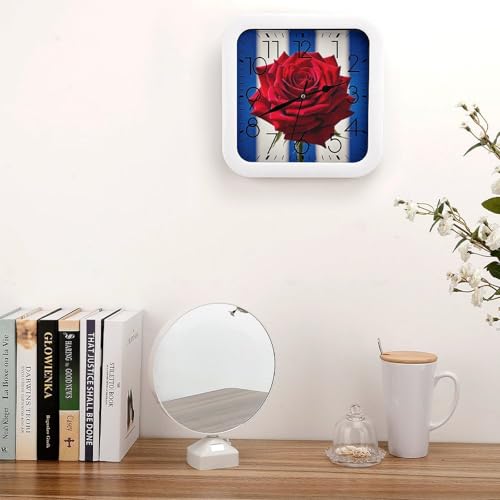 Horloge murale carrée 25 cm à motif roses pour bureau - 5