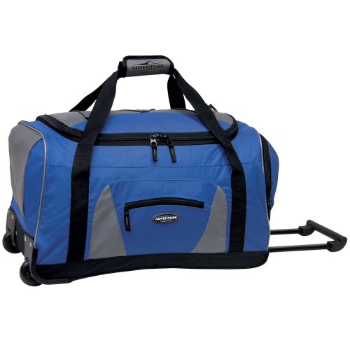 Travelers Club Adventure Travel Rolling Duffel Bag, Navy Blue, 22-Inch