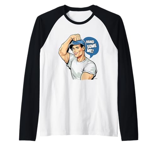 Hand Some Me Jeu de Mots Cartoon Homme Casquette Manche Raglan