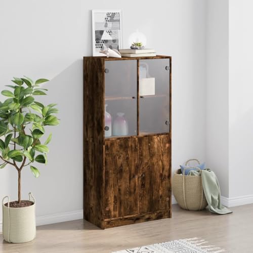 Tabla alta con puertas de roble ahumado de 142 cm de altura para optimizar espacio 4
