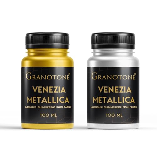 GRANOTONE Venezia Metallic Gold and Silver Acrylic Paint 100 ml Each Pack of 2 Non Fading and Shimmering with Rich Pigments Non Toxic Colours Ideal for Kids Artists and Beginners