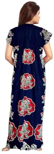 Image of YUKATA Nighty for Women Cotton Printed Maxi Gown Ankle Length Nighty Night Dress Gown for Women Maxi - Free Size (Pack of 2)
