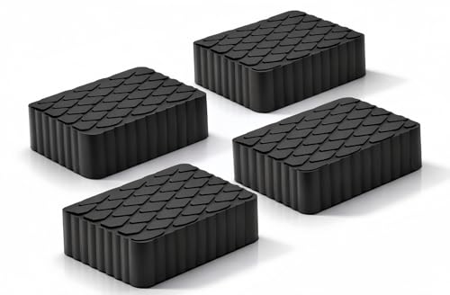 Anti-Skid Solid Rubber Auto Lift Pads – 4 Pack Heavy Duty Lift Blocks for Floor Jacks, Jack Stands & Car Lifts, 3300 Lbs Loading Capacity, 6.3" x 4.7" x 2.0" Size for Frame Protection