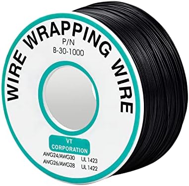 GOOHOME 250m Electronic Wire 30AWG 105 Single Strand Copper Wire 0.25mm Core Diameter Wrapping Wire Tinned Copper Single Strand Cable with Plastic Spool (Black)
