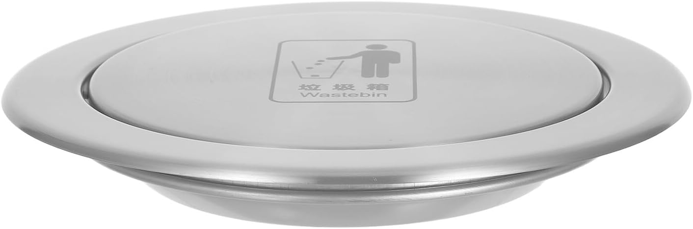 Stainless Steel Recessed Garbage Flap Lid for Countertop Trash Can Kitchen and Bathroom Trash Bin Cover with Spill-resistant Flip Cap for Home Use