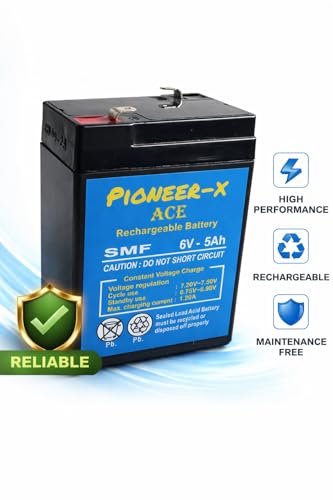 Image of PX ACE 6 Volt 5 Ampere Rechargeable AGM-SMF Battery, Calcium Inside for Long Life, 6V 5 Ah