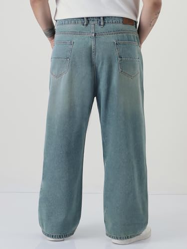 Image of Urbano Plus Men's Loose Baggy Fit Heavy Washed Jeans Non-Stretchable