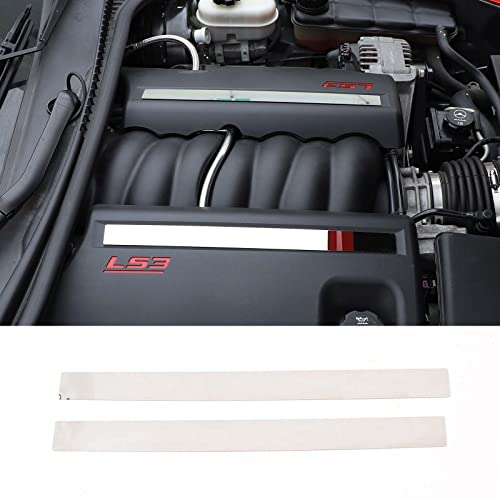 Image of Engine Bay Panel Cover for C6 Corvette 2005-2013, Stainless Steel Rear Engine Cover Guards Protector Splash Shield, Fuse Box Cover (Type D Engine Trim Strip)