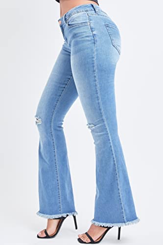 YMI Womens 1-Button Low-Rise Fray Hem Flare3