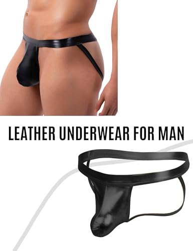 ohyeah Men's Sexy Thong Underwear Jockstrap Briefs Metallic Underwear with Pouch Jock Straps Lingerie for Men Fits 6-122