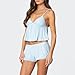 XBTCLXEBCO Lace Pajama Sets for Women 2 Piece Sexy Sleeveless Cami Tank Top and Shorts Pj Set Y2K Matching Lounge Sleepwear (Lace Blue, S)