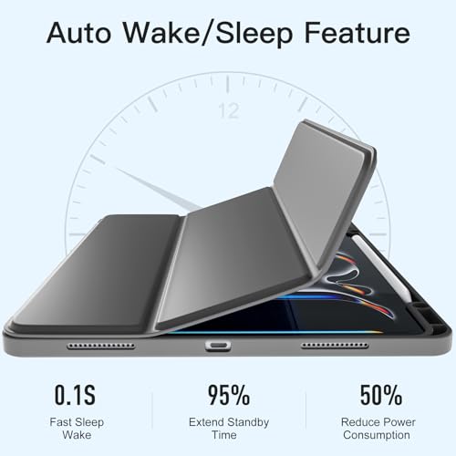 Akkerds Compatible with iPad Pro 13 Inch Case (M5/M4) 2025/2024, for iPad 13 Pro Case with Pencil Holder, Slim Trifold Stand Protective Cover with Soft TPU Back, Auto Wake/Sleep, Darkgrey by Akkerds - Image 8