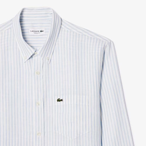 Image of Lacoste Regular Fit Striped Linen Shirt