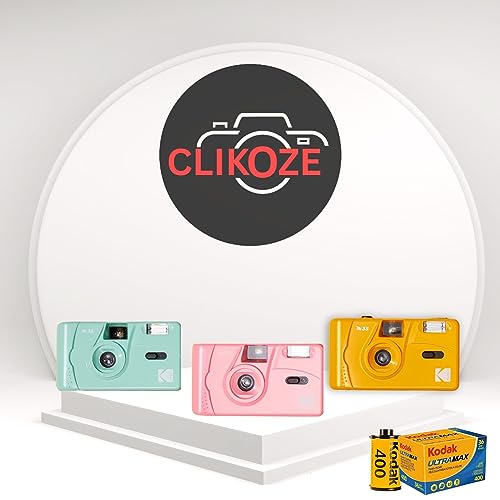Clikoze Reusable Film Camera Bundle includes Kodak M35 35mm Film Camera, Kodak 35mm film 36 exposures and Tips Card (Grey)