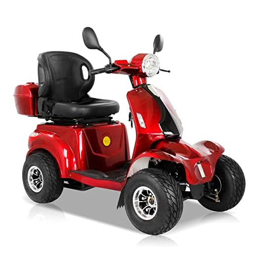 4 Wheels Electric Mobility Scooter for Adults and Seniors, Adult Electric Powered Scooter Device, Heavy Duty Mobile for Travel, All Terrain Scooter with Electromagnetic Brakes
