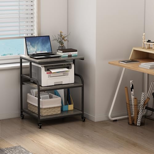 Image of Fannova Gray Printer Stand, 23.6 inchx18.9 inch Large Printer Table with Storage